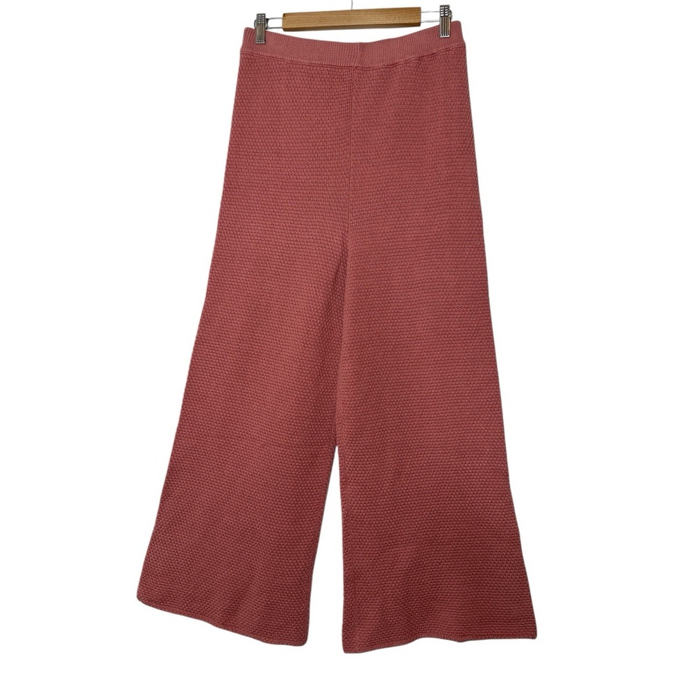 Free People Beach Waffle Knit Hailee Sweater Pants Baby Crop Wide Leg Comfy